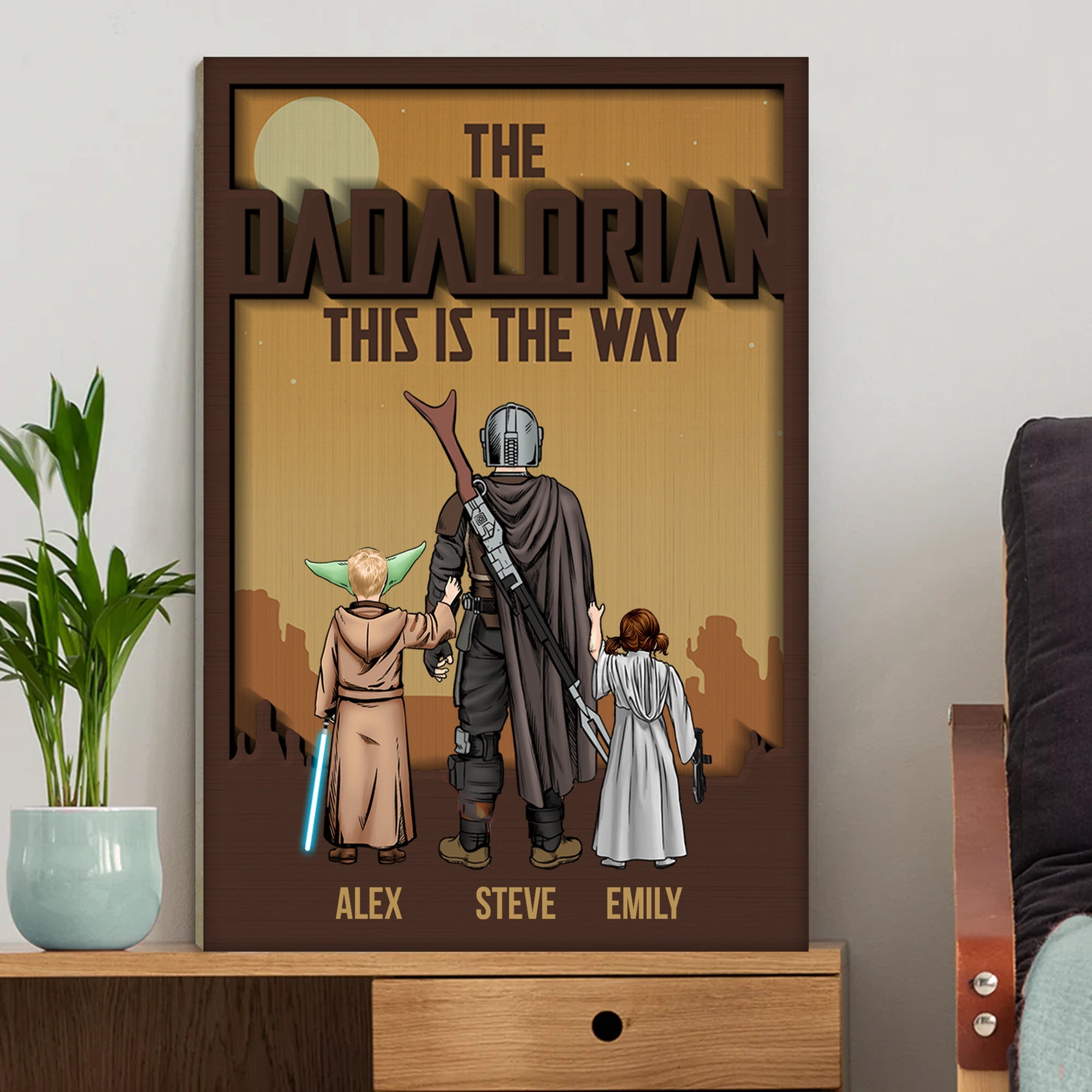Personalized Dadalorian Canvas Poster Gift for Dad - Unique Father's Day Home Decor