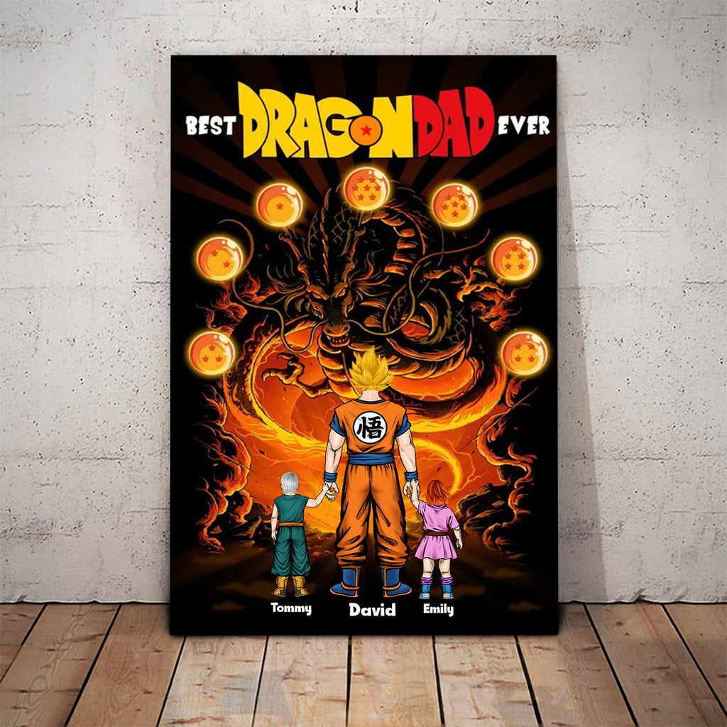 Personalized Saiyan Dad Canvas Art Custom Family Gift for Father's Day Canvas GradoCreations