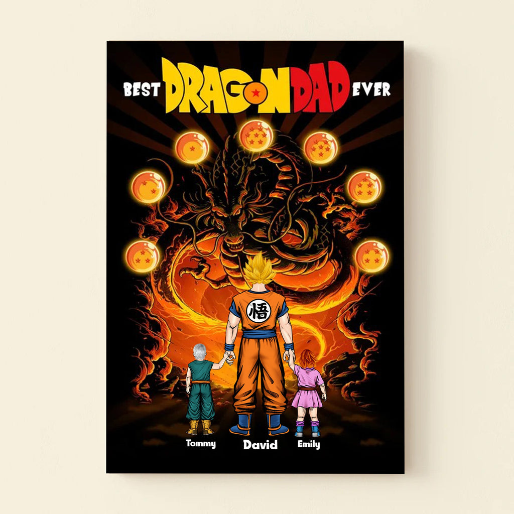 Personalized Saiyan Dad Canvas Art Custom Family Gift for Father's Day Canvas GradoCreations