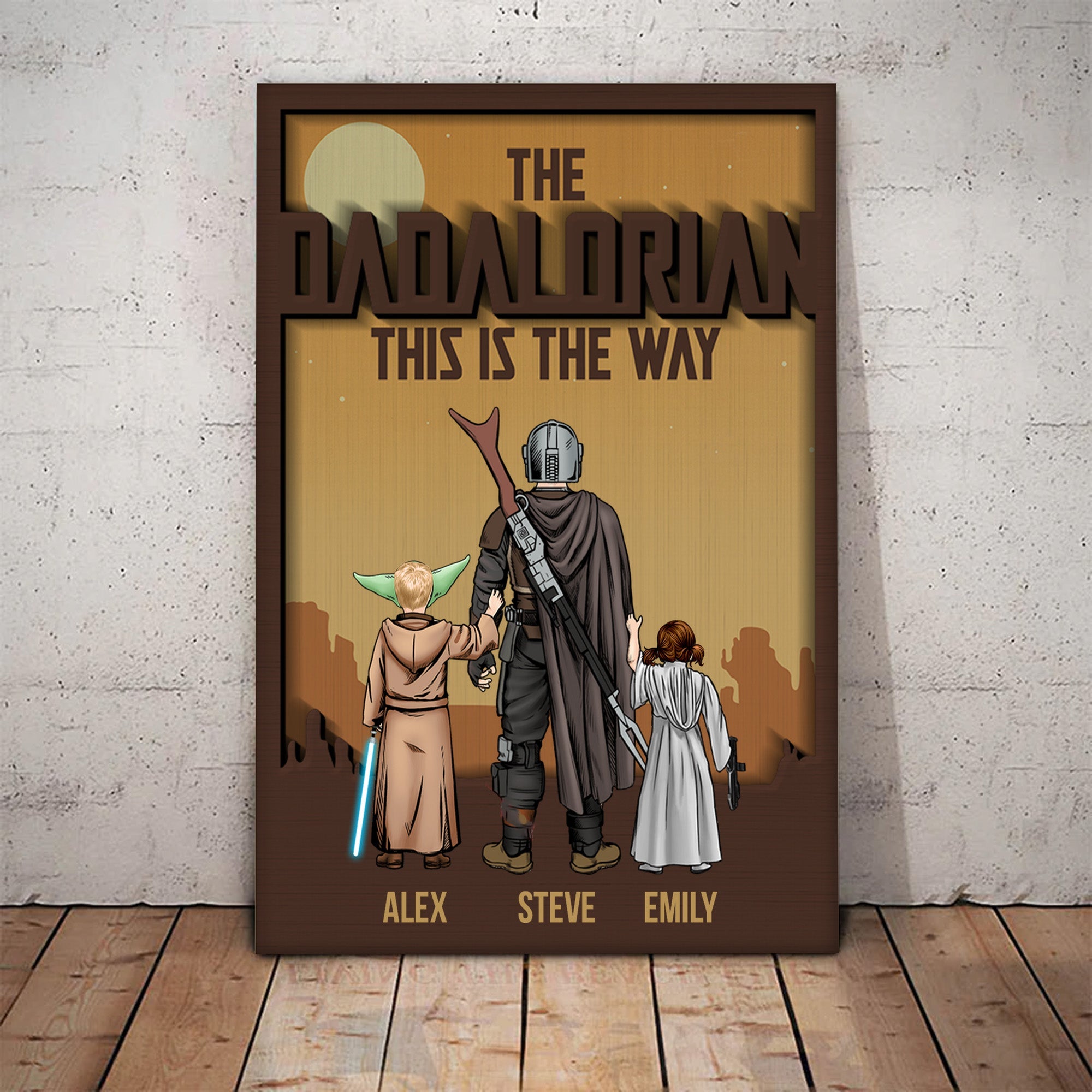 Personalized Dadalorian Canvas Poster Gift for Dad - Unique Father's Day Home Decor