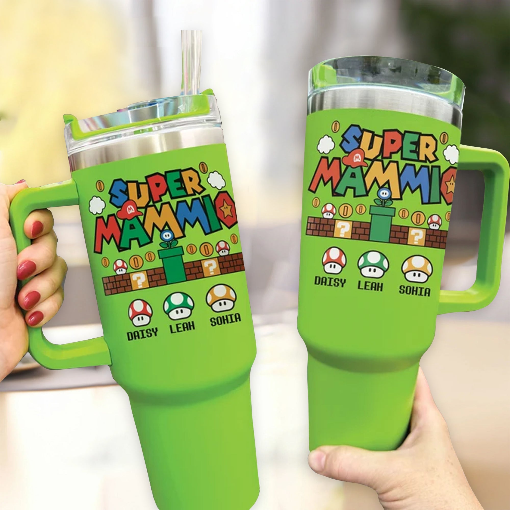 Personalized Super Mammio 40oz Tumbler Custom Name Gift for Mom