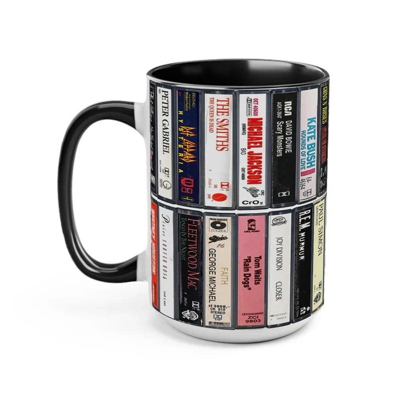 Retro 80s Music Albums Cassette Accent Mug Gift Idea GradoCreations