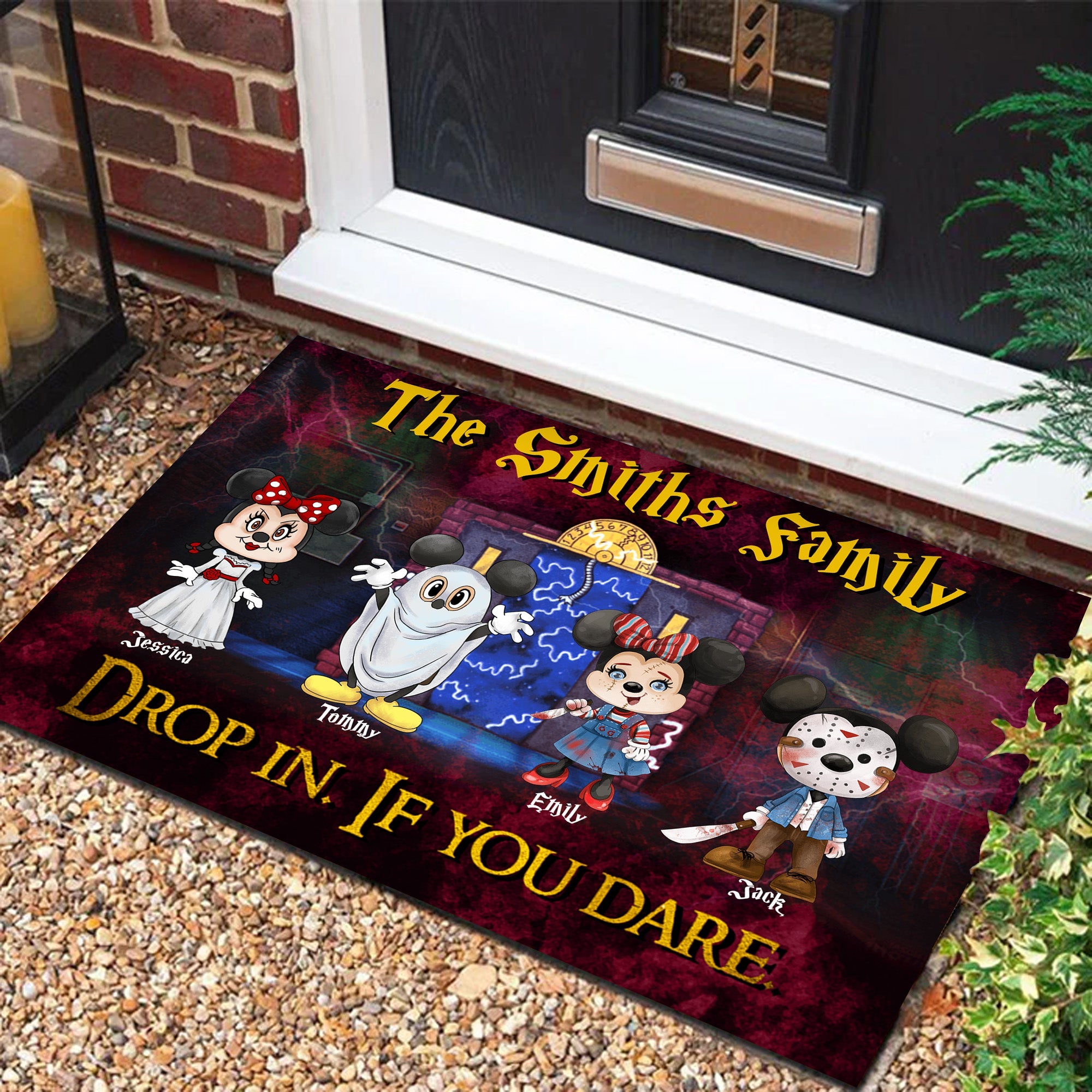 Personalized Halloween Door Mat with Family Name | Unique Home Decor