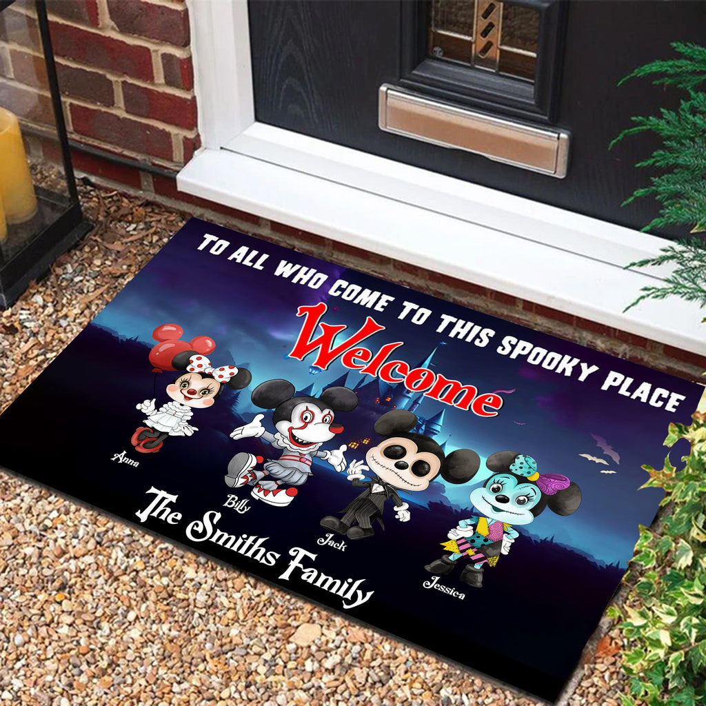 Personalized Halloween Door Mat with Family Names Unique Gift
