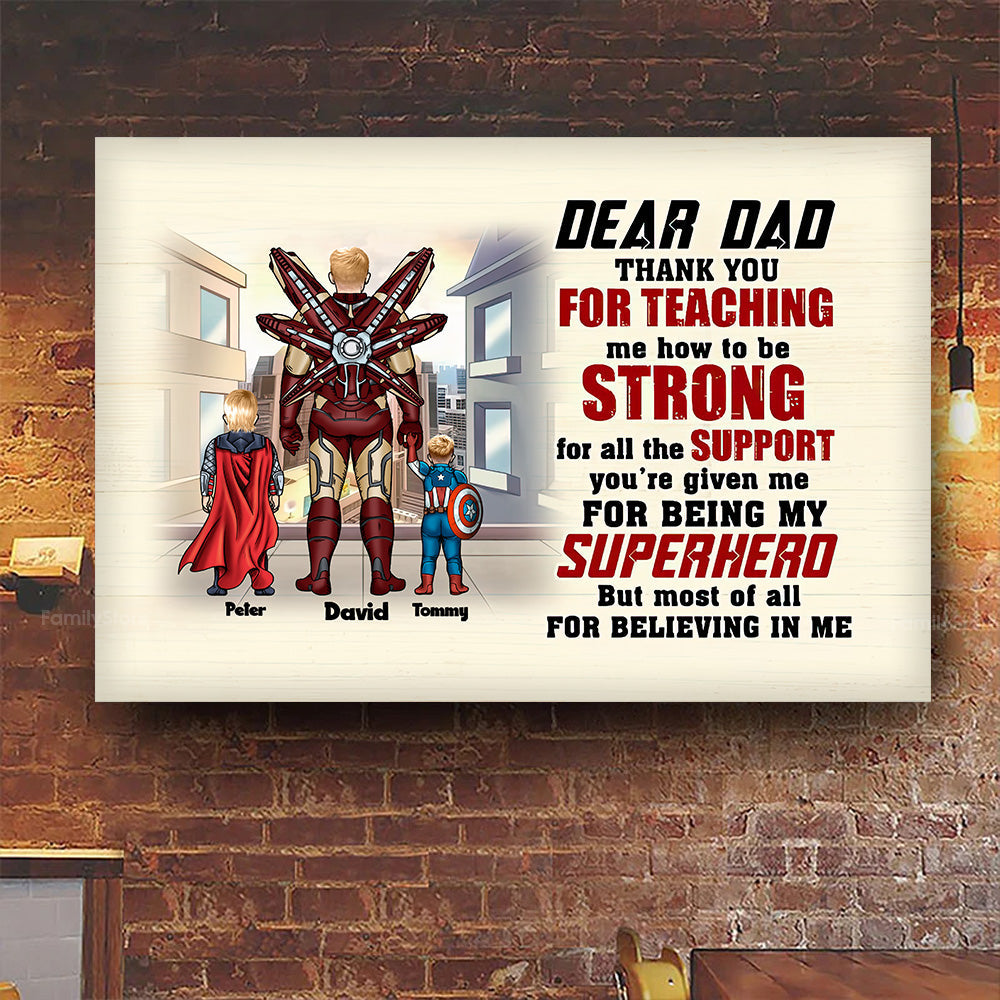 Personalized Superhero Poster Canvas Gift for Dad | Custom Family Art