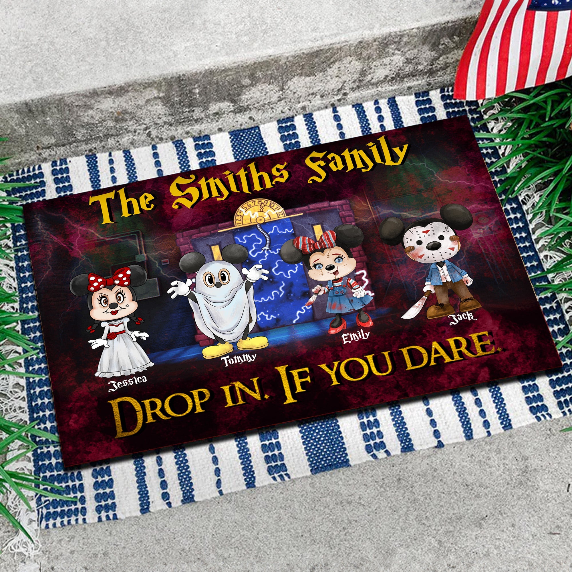 Personalized Halloween Door Mat with Family Name | Unique Home Decor