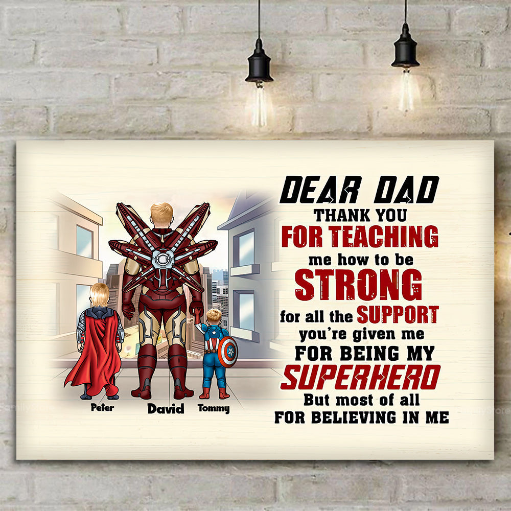 Personalized Superhero Poster Canvas Gift for Dad | Custom Family Art