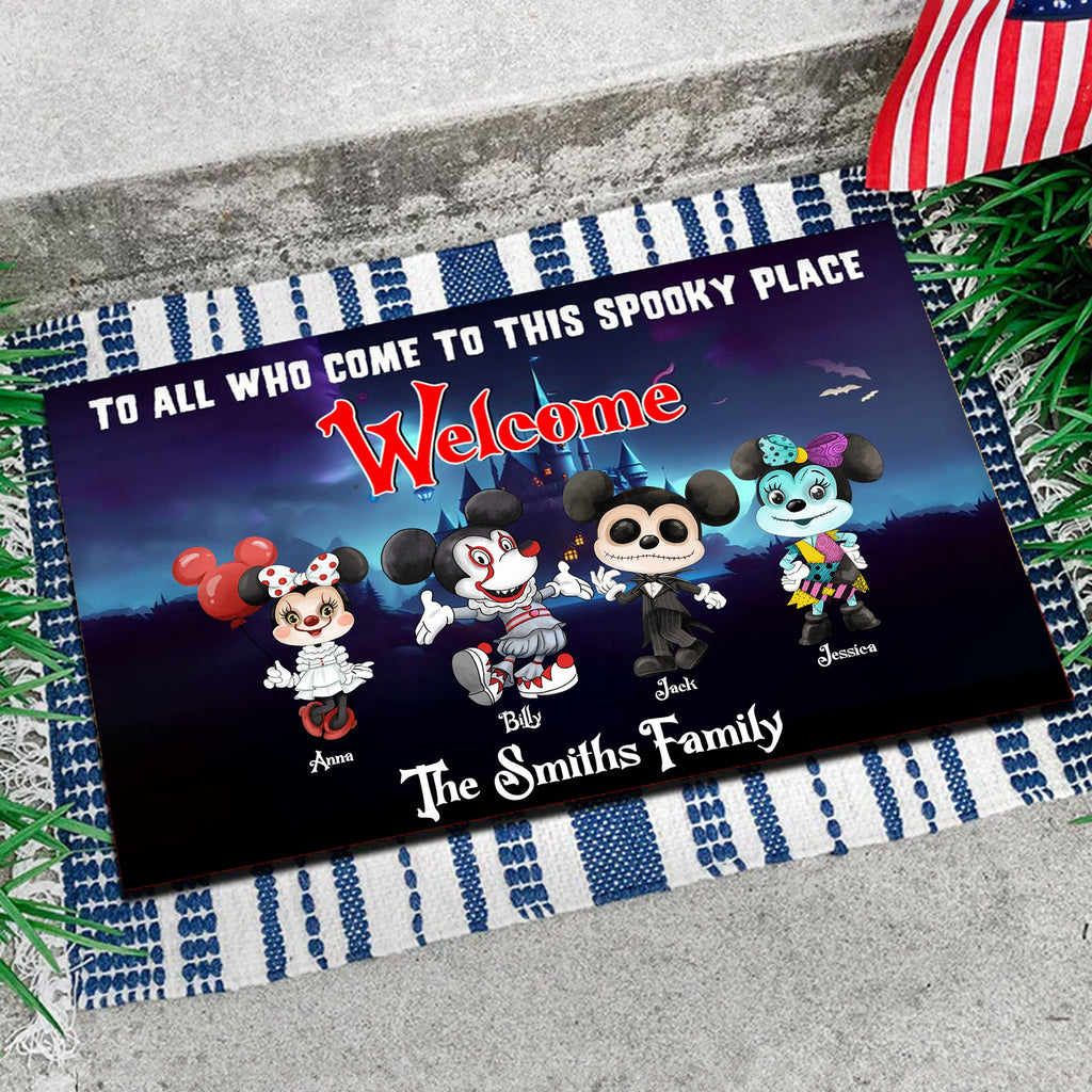 Personalized Halloween Door Mat with Family Names Unique Gift