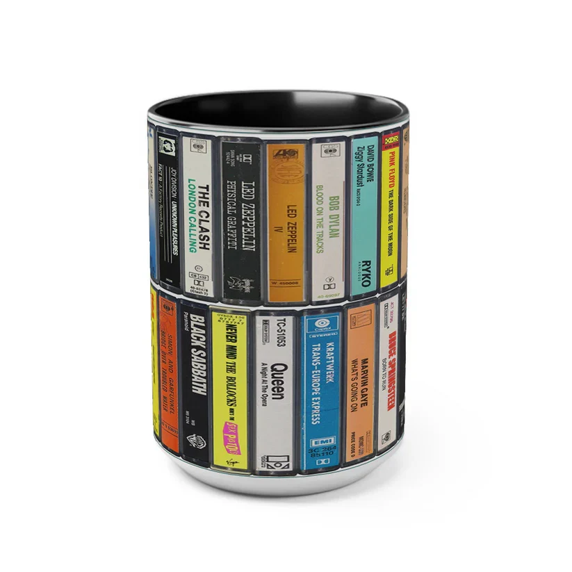 70s Music Cassette Collection Accent Mug Retro Gift GradoCreations