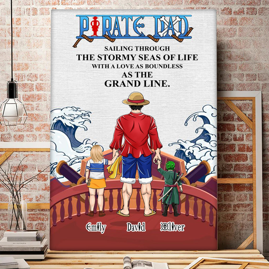 Personalized Pirate Dad Canvas Art Custom Family Gift for Father's Day Canvas GradoCreations