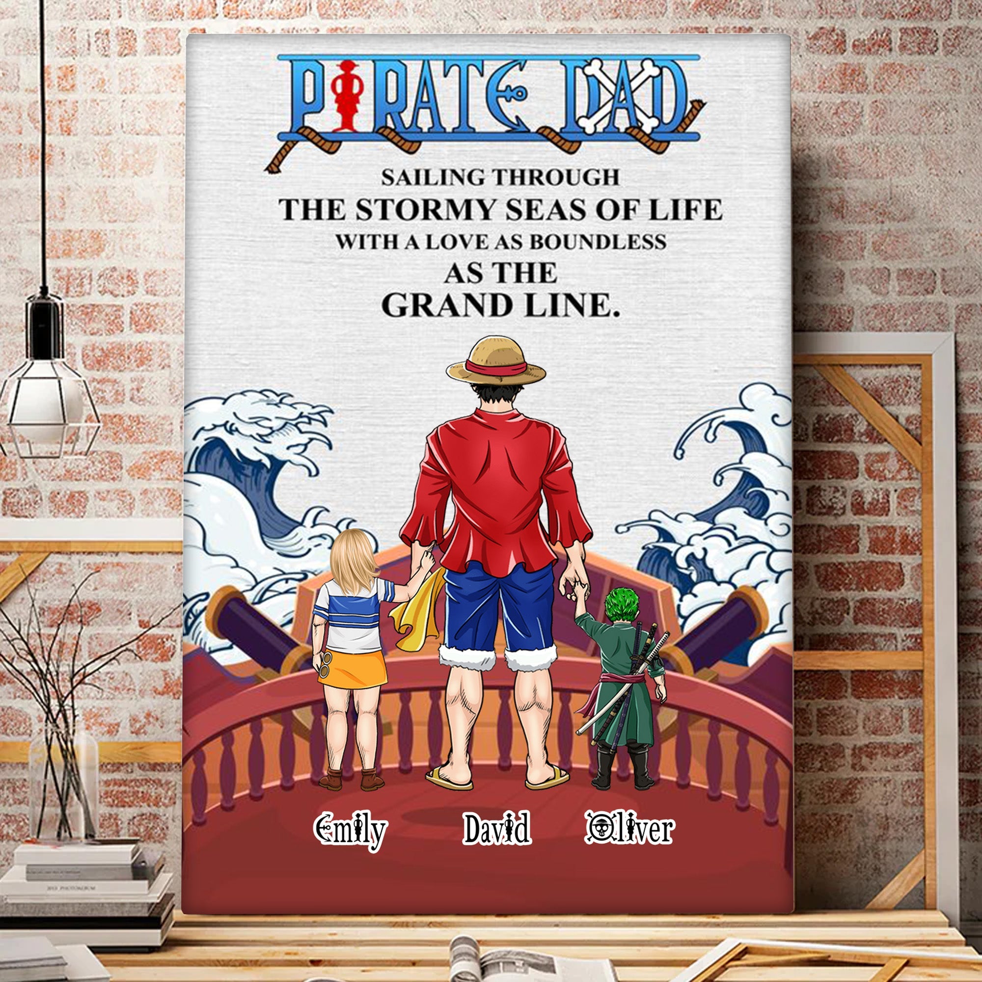 Personalized Pirate Dad Canvas Art Custom Family Gift for Father's Day Canvas GradoCreations