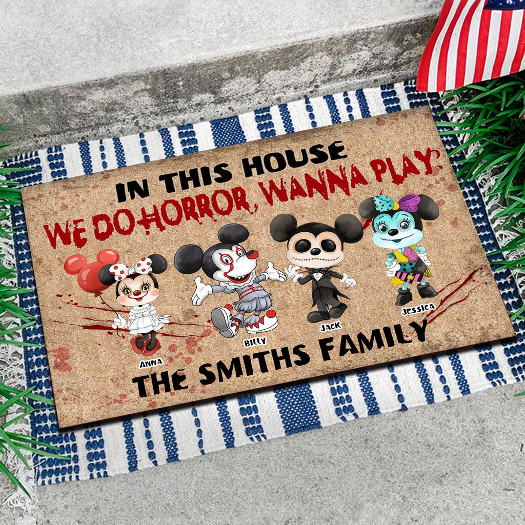 Personalized Horror Doormat Family Name Custom Design for Halloween