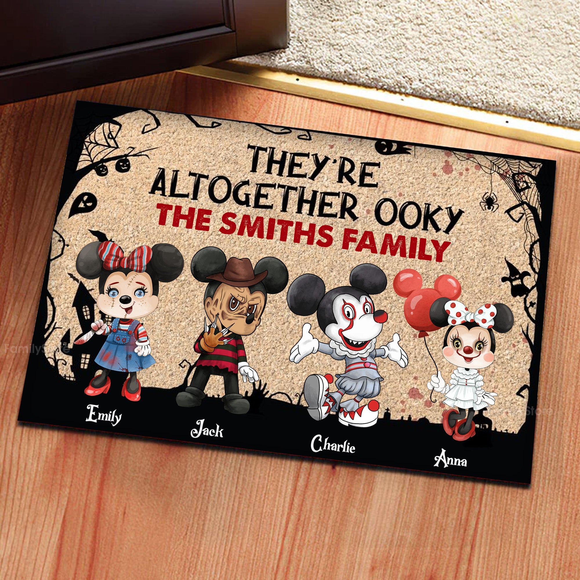 Personalized Halloween Family Doormat Custom Name Home Decor