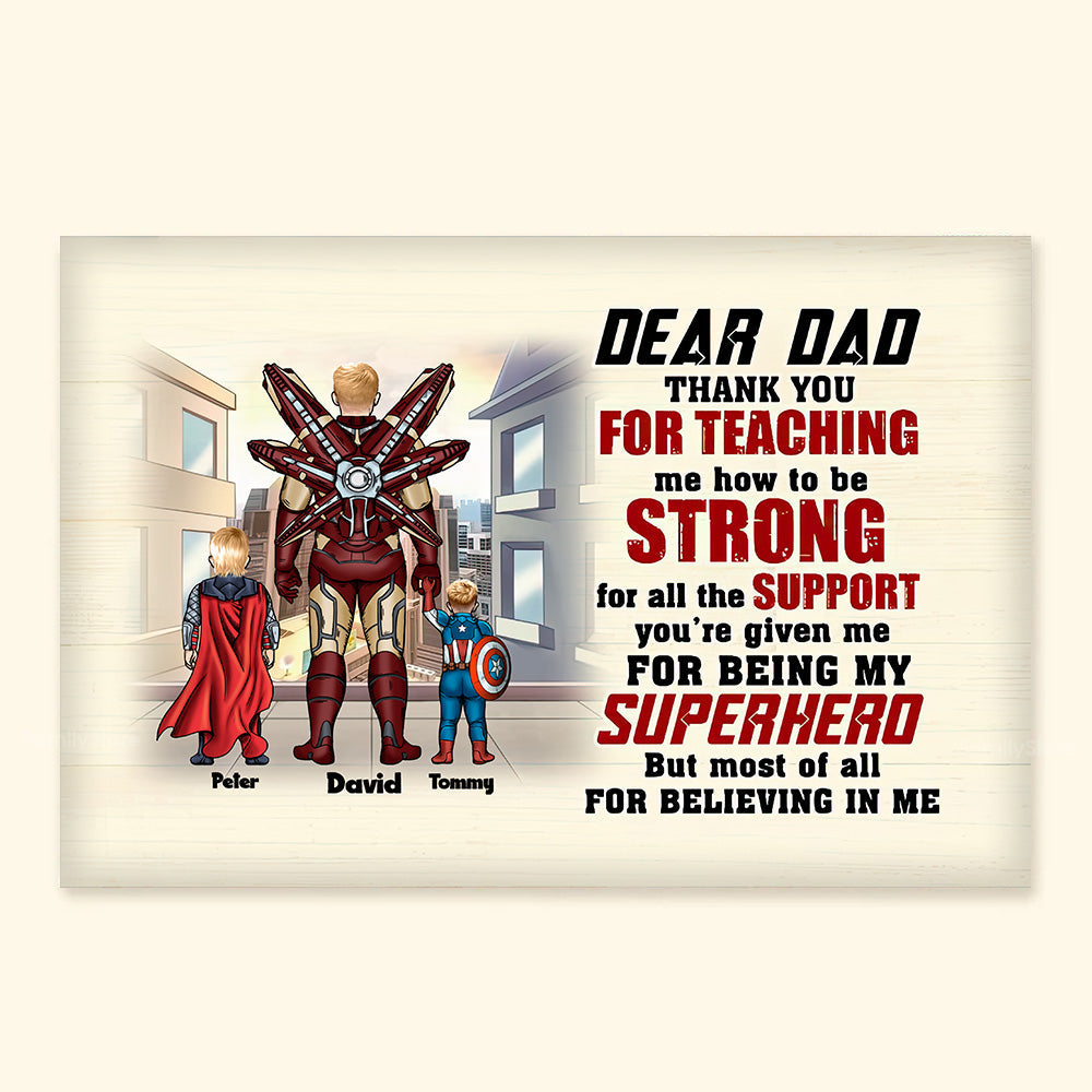 Personalized Superhero Poster Canvas Gift for Dad | Custom Family Art