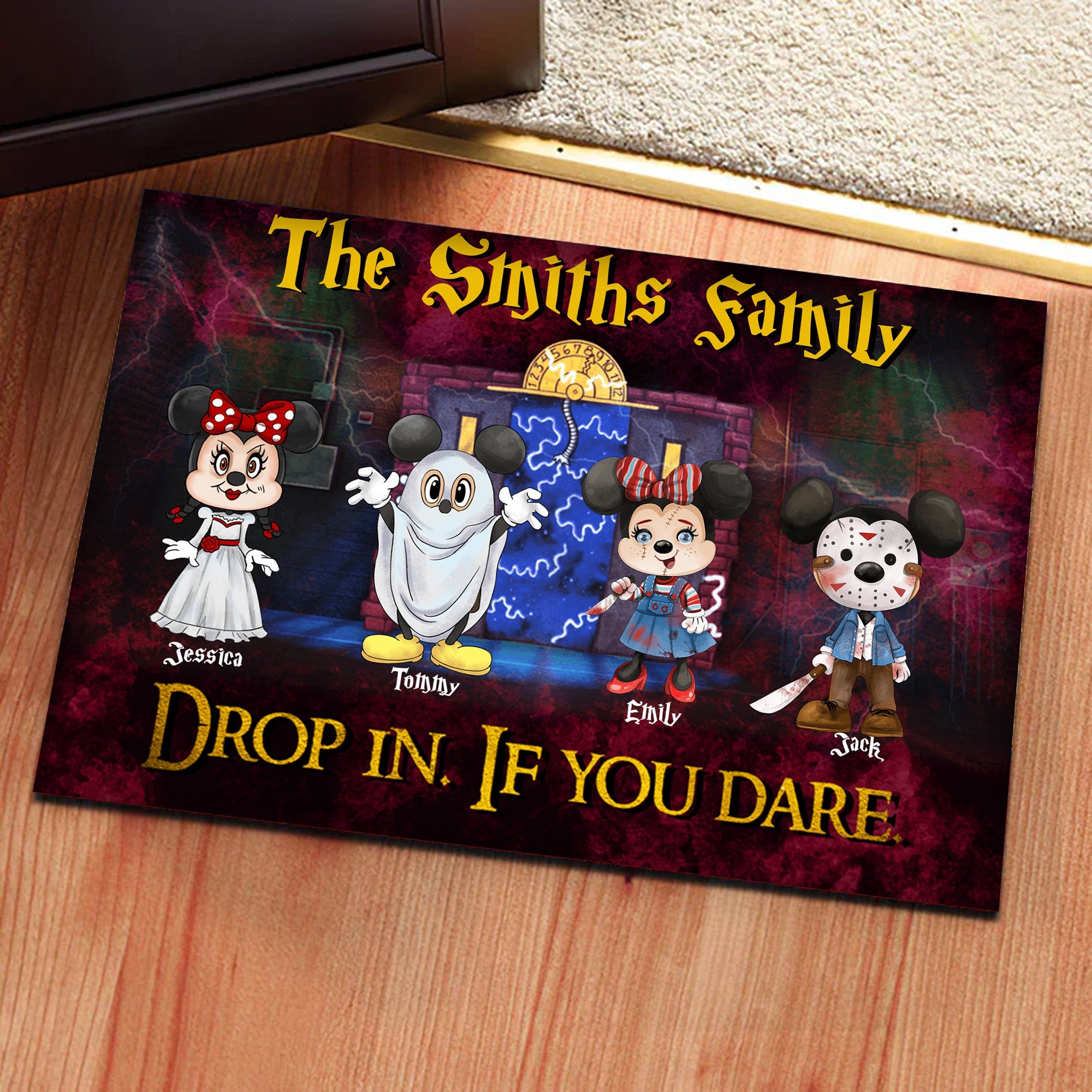 Personalized Halloween Door Mat with Family Name | Unique Home Decor