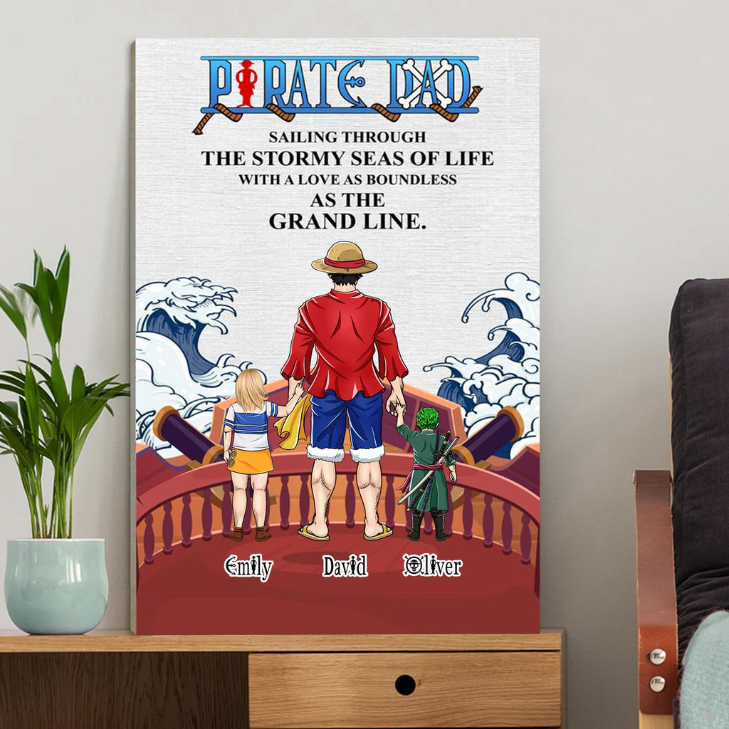 Personalized Pirate Dad Canvas Art Custom Family Gift for Father's Day Canvas GradoCreations