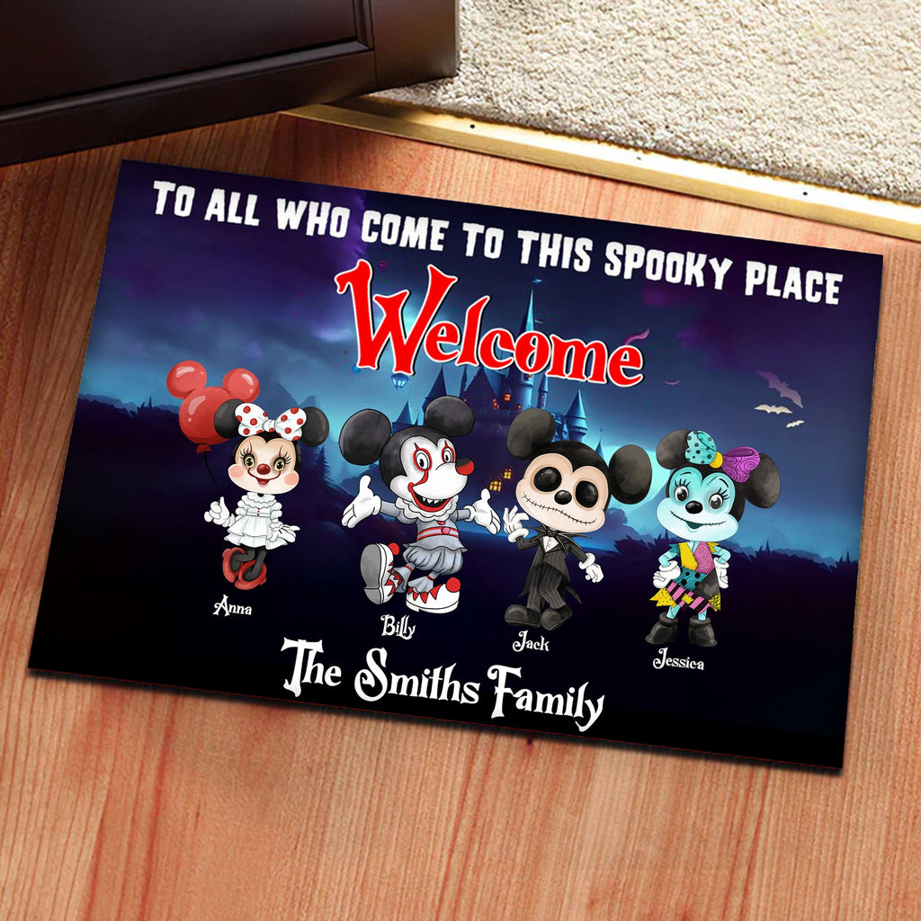 Personalized Halloween Door Mat with Family Names Unique Gift