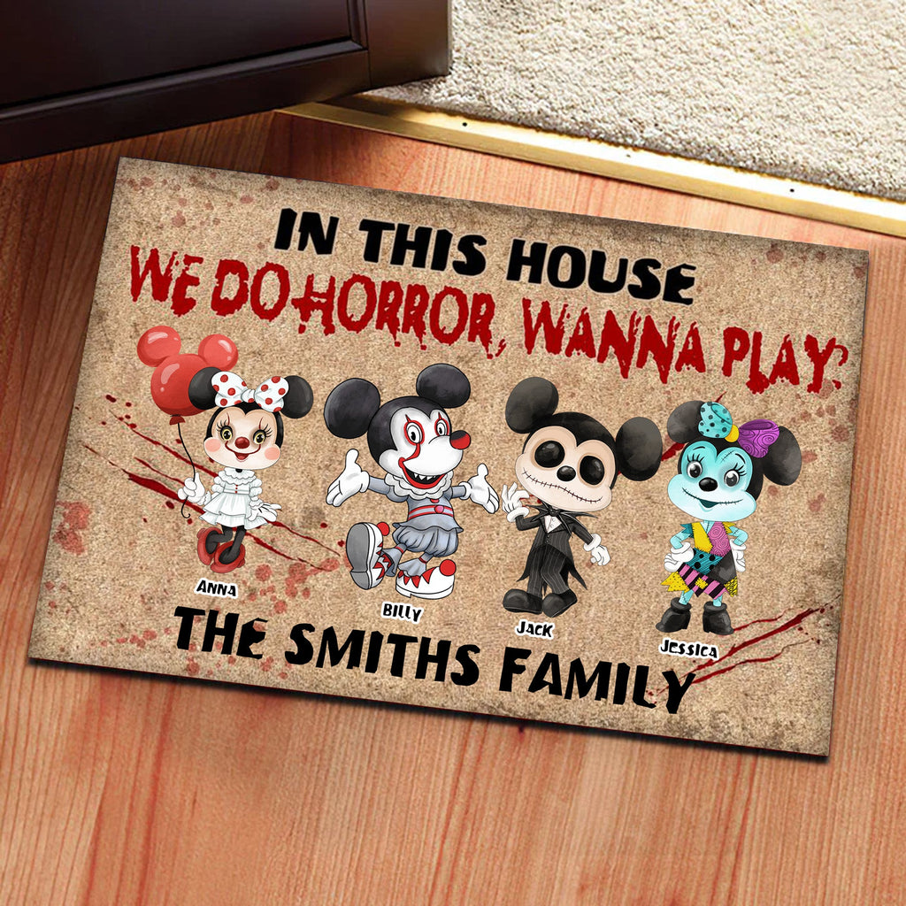 Personalized Horror Doormat Family Name Custom Design for Halloween