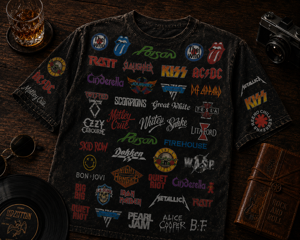 All-Over Print Rock Music T-shirt for Men | Classic Legends Gift T-shirt GradoCreations