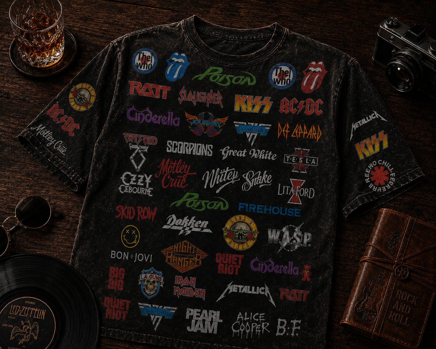 All-Over Print Rock Music T-shirt for Men | Classic Legends Gift T-shirt GradoCreations