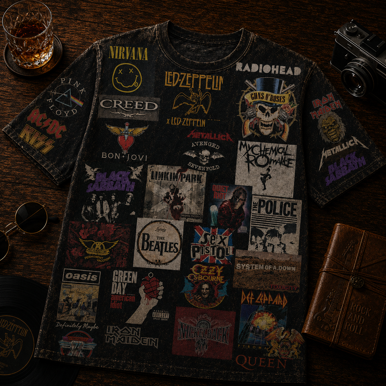 All-Over Print Classic Rock T-Shirt Gift for Music Lovers GradoCreations