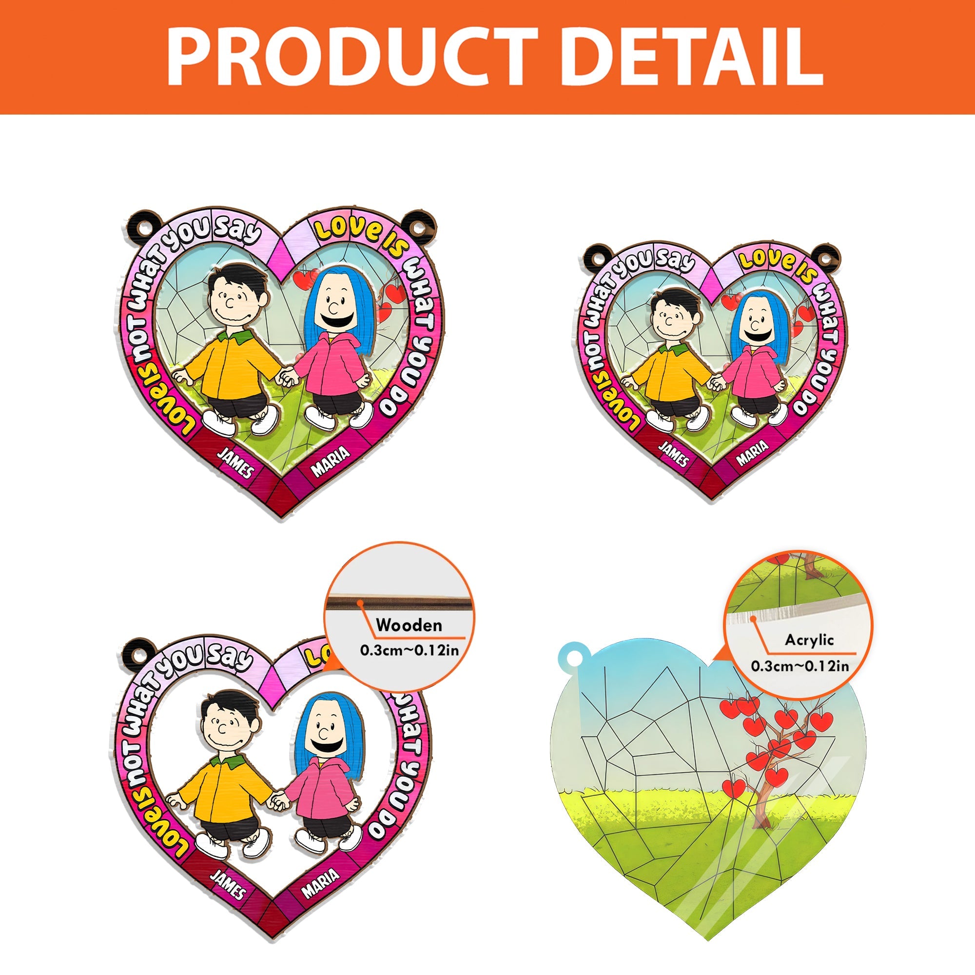 Personalized Love Is What You Do Suncatcher Gift for Couple