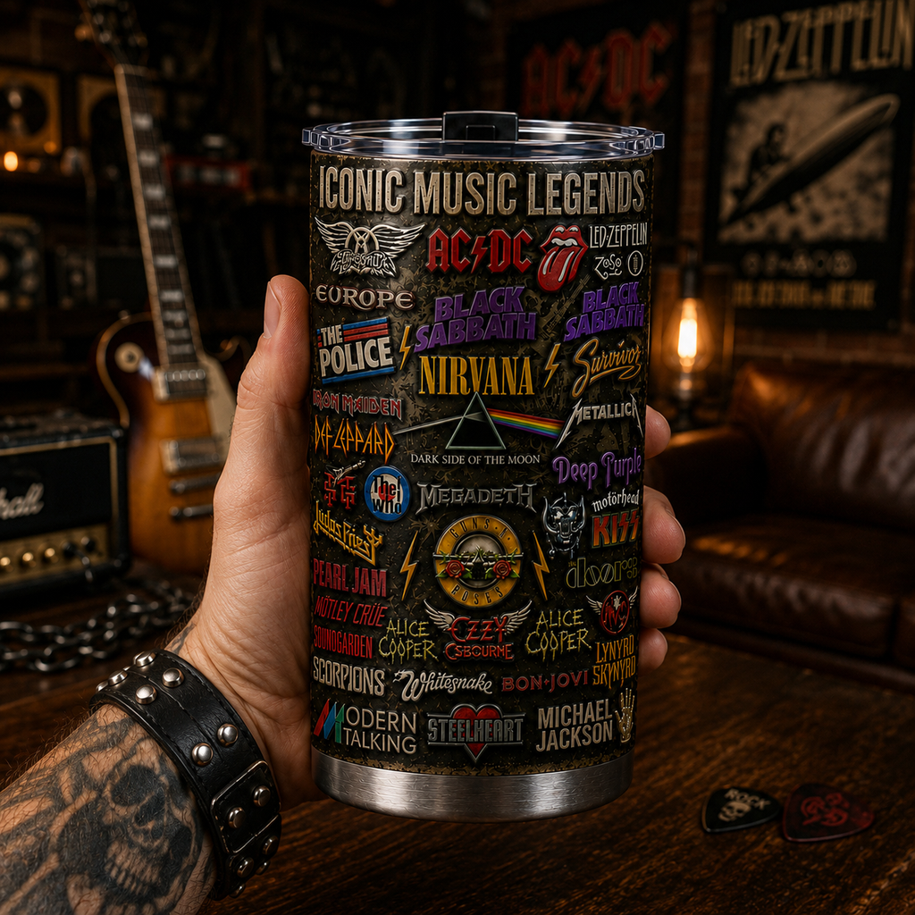 Personalized Classic Rock Legends Tumbler Custom Gift for Music Lovers GradoCreations