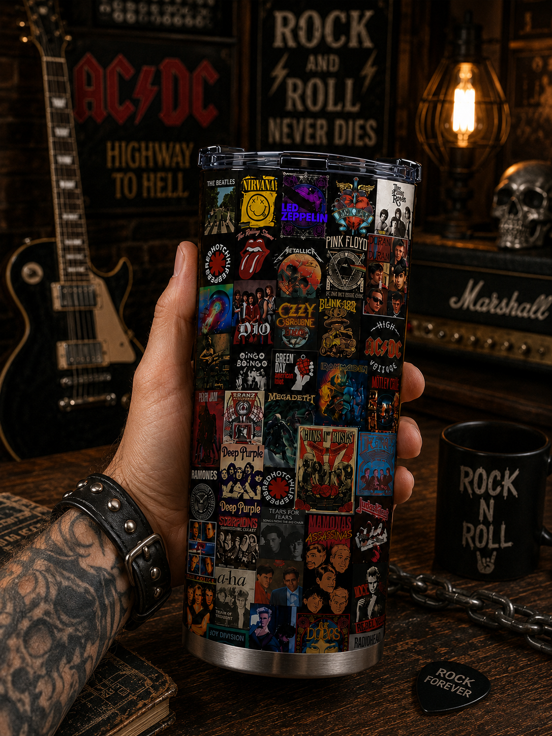 Custom Classic Rock Legends Tumbler Personalized Gift for Music Lovers GradoCreations