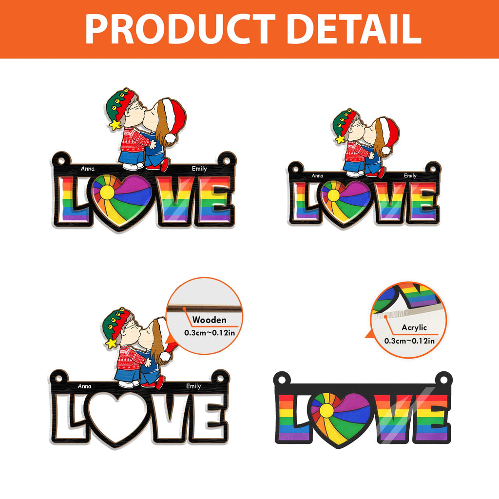 Personalized Love Is Love Suncatcher Ornament Gift for Couples