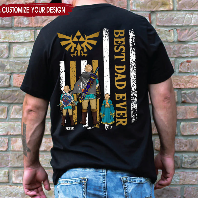 Personalized Best Dad Ever Zelda T-Shirt for Father's Day Gift Cotton Apparel GradoCreations