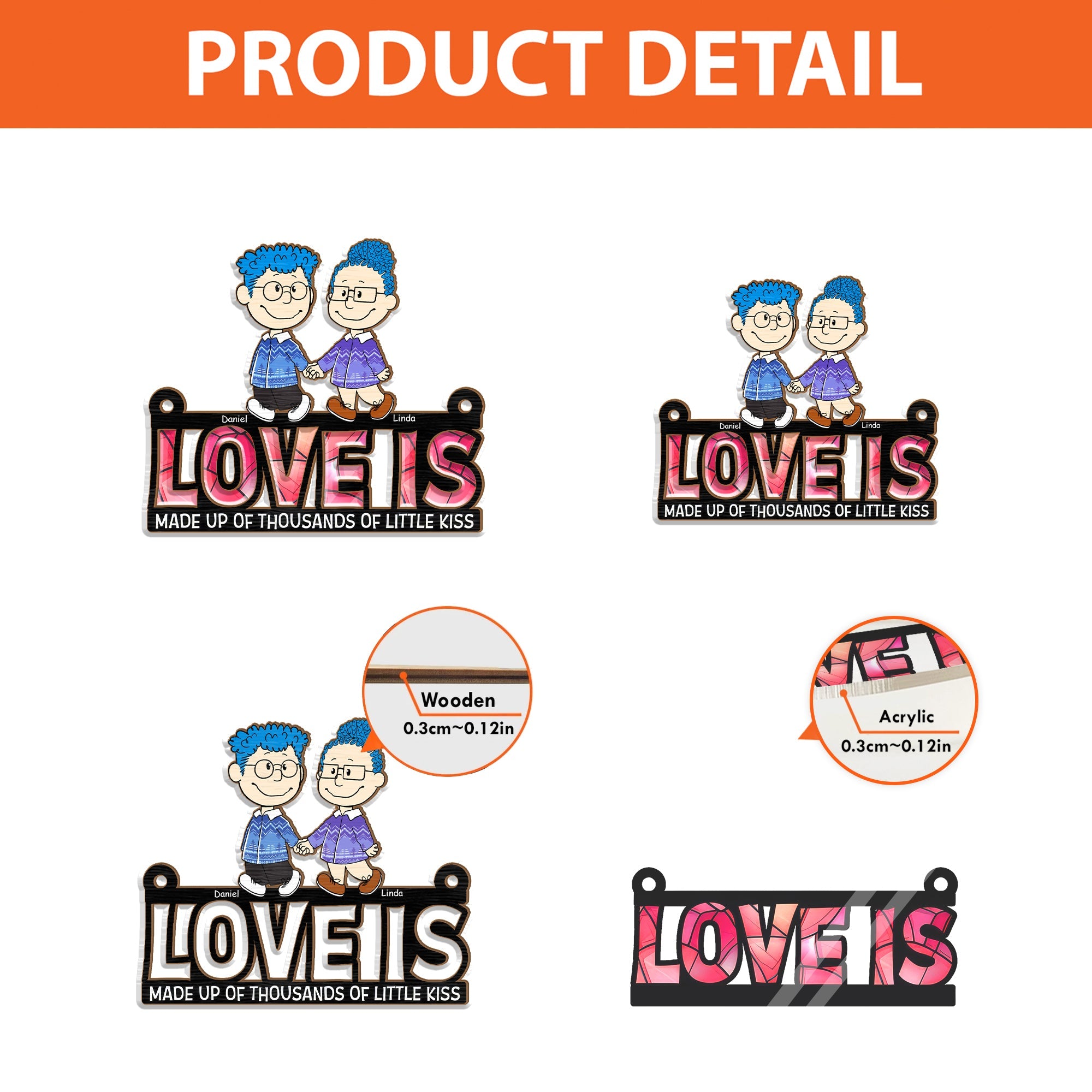 Personalized Love Is Window Hanging Suncatcher Gift for Couples