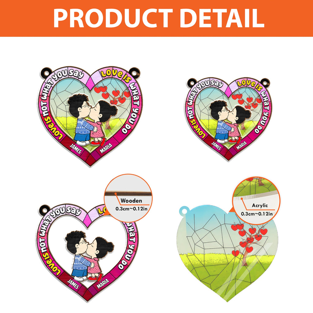 Personalized Heart Suncatcher with Quote Gift for Couple