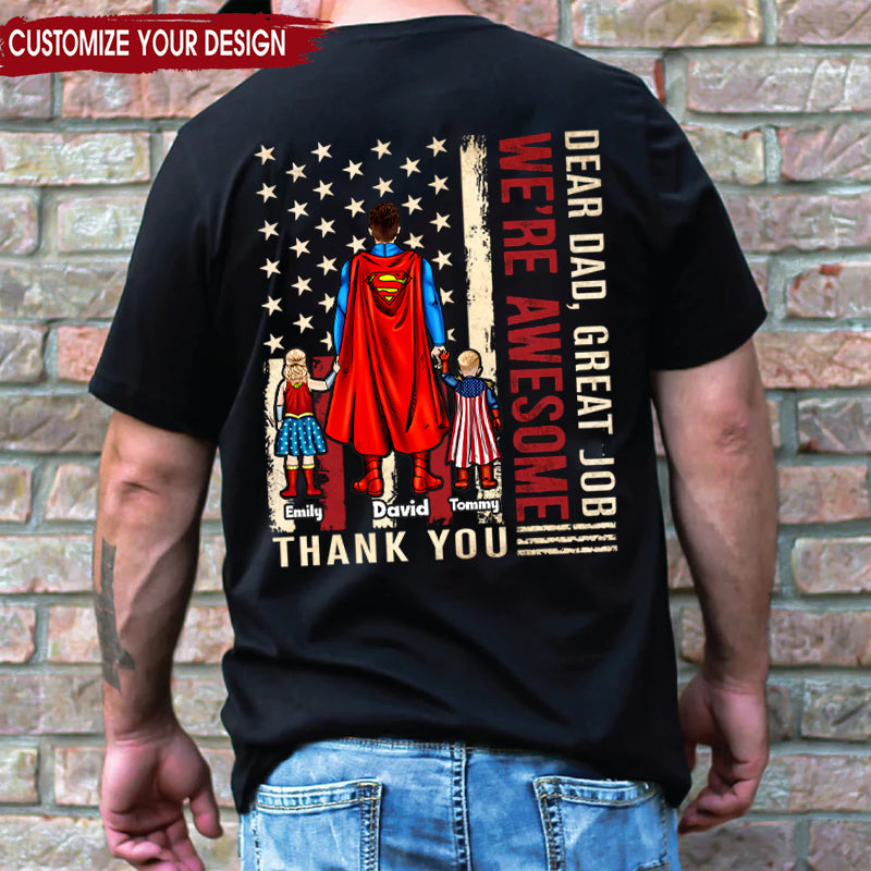 Personalized Superhero Dad T-Shirt Custom Name Gift for Father's Day Cotton Apparel GradoCreations