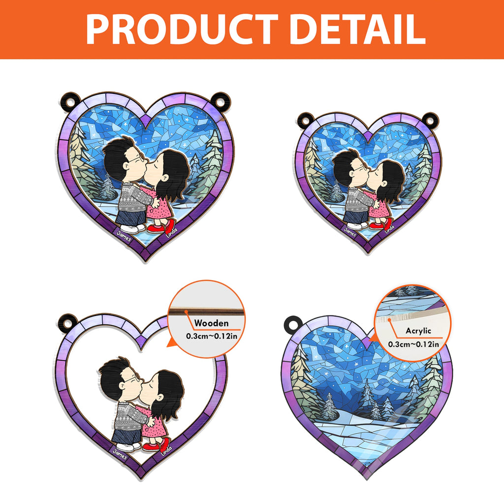 Personalized Heart Shaped Suncatcher Gift for Couples