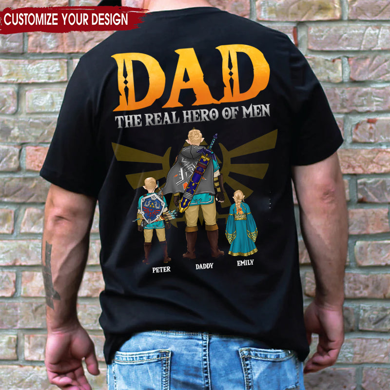 Personalized Zelda Dad The Real Hero T-Shirt Gift for Father's Day Cotton Apparel GradoCreations
