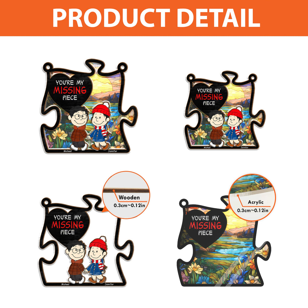 Personalized You're My Missing Piece Suncatcher Ornament Gift for Couple
