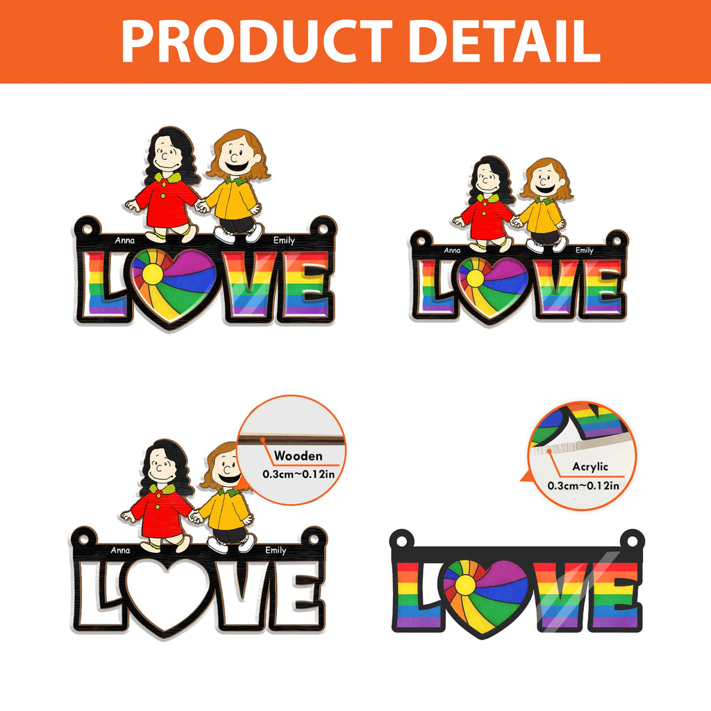 Personalized Love Is Love Suncatcher Ornament Gift for Couple