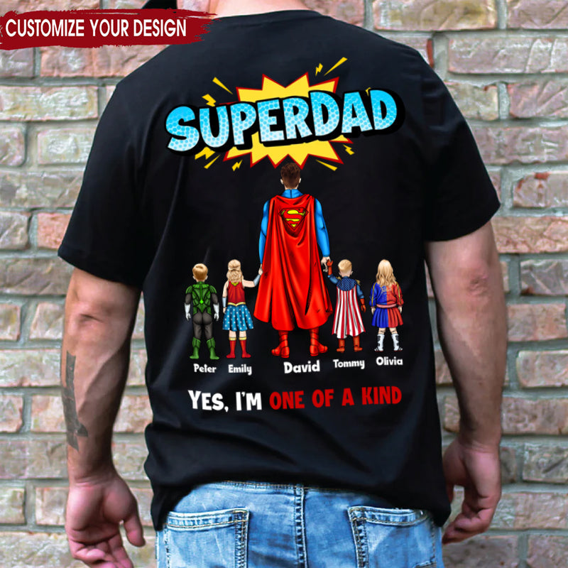 Personalized Superhero Dad T-shirt Custom Name Gift for Father's Day Cotton Apparel GradoCreations