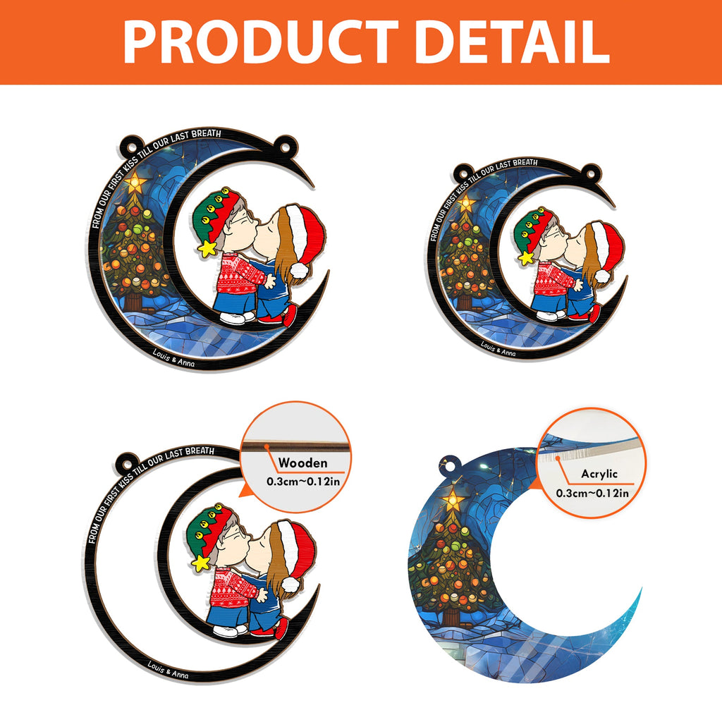 Personalized Romantic Couple Kiss Suncatcher Gift for Anniversary