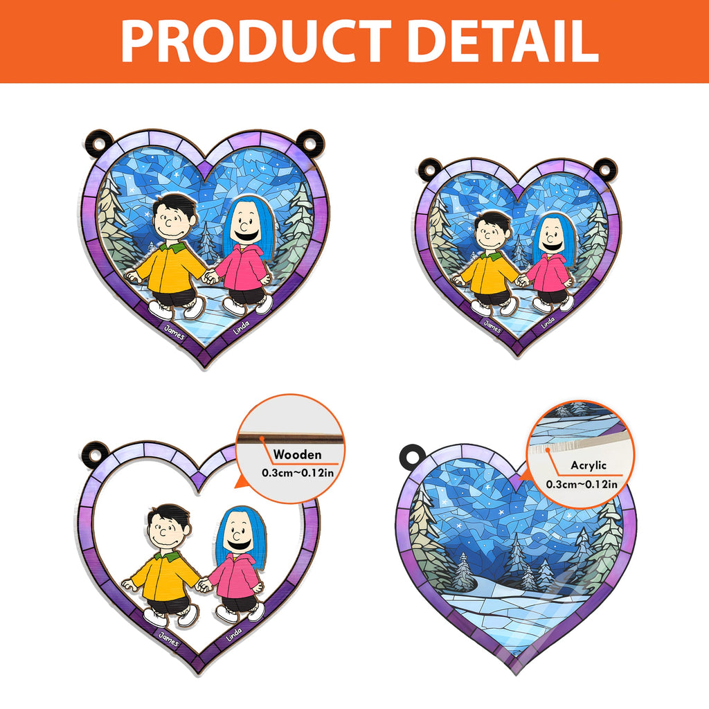 Personalized Hand In Hand Love Keepsake Window Suncatcher Gift for Couples