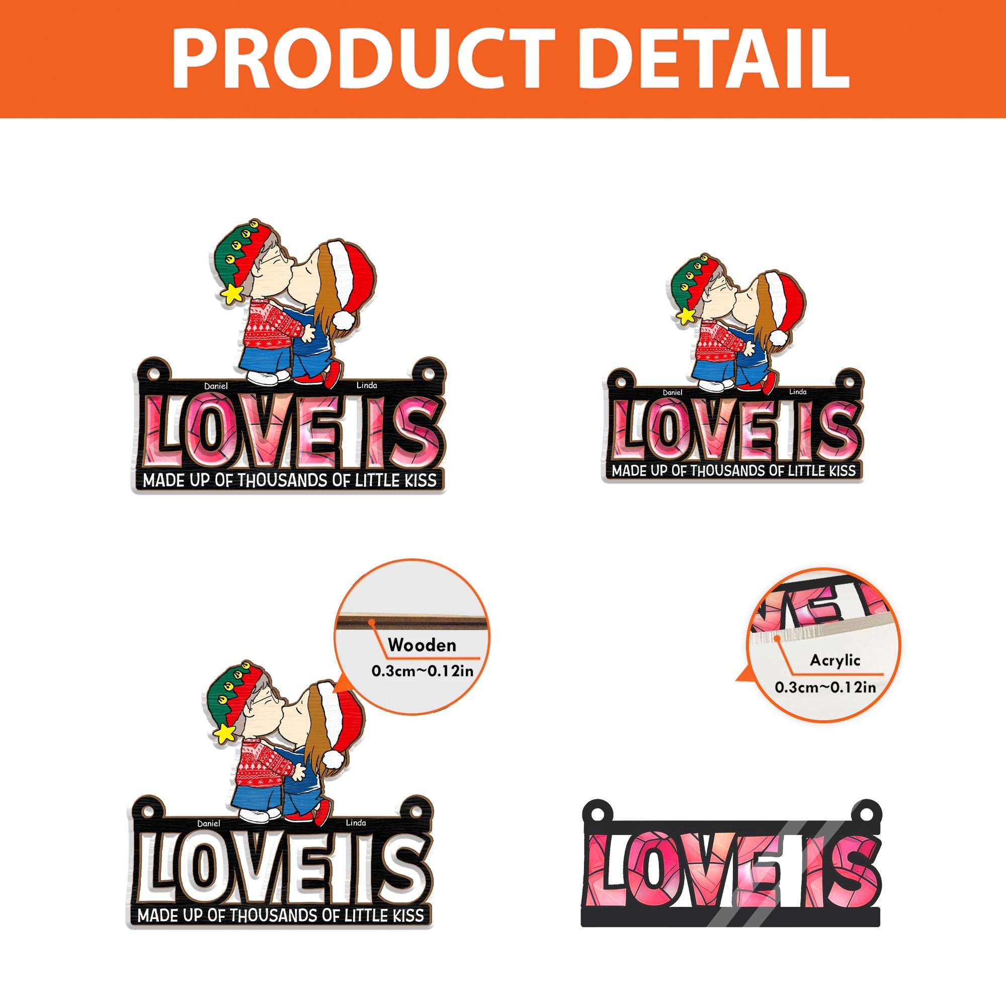 Personalized Love Is Suncatcher Ornament Gift for Couple Anniversary