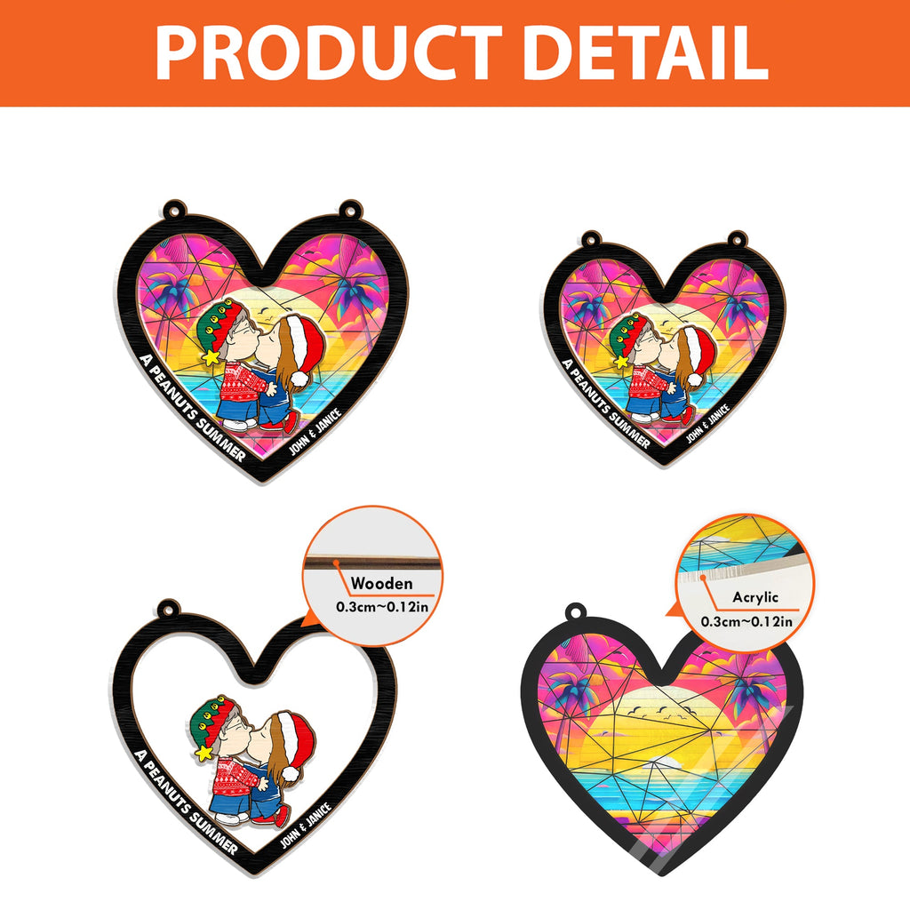 Personalized Peanut Summer Hearts Suncatcher Gift for Couple