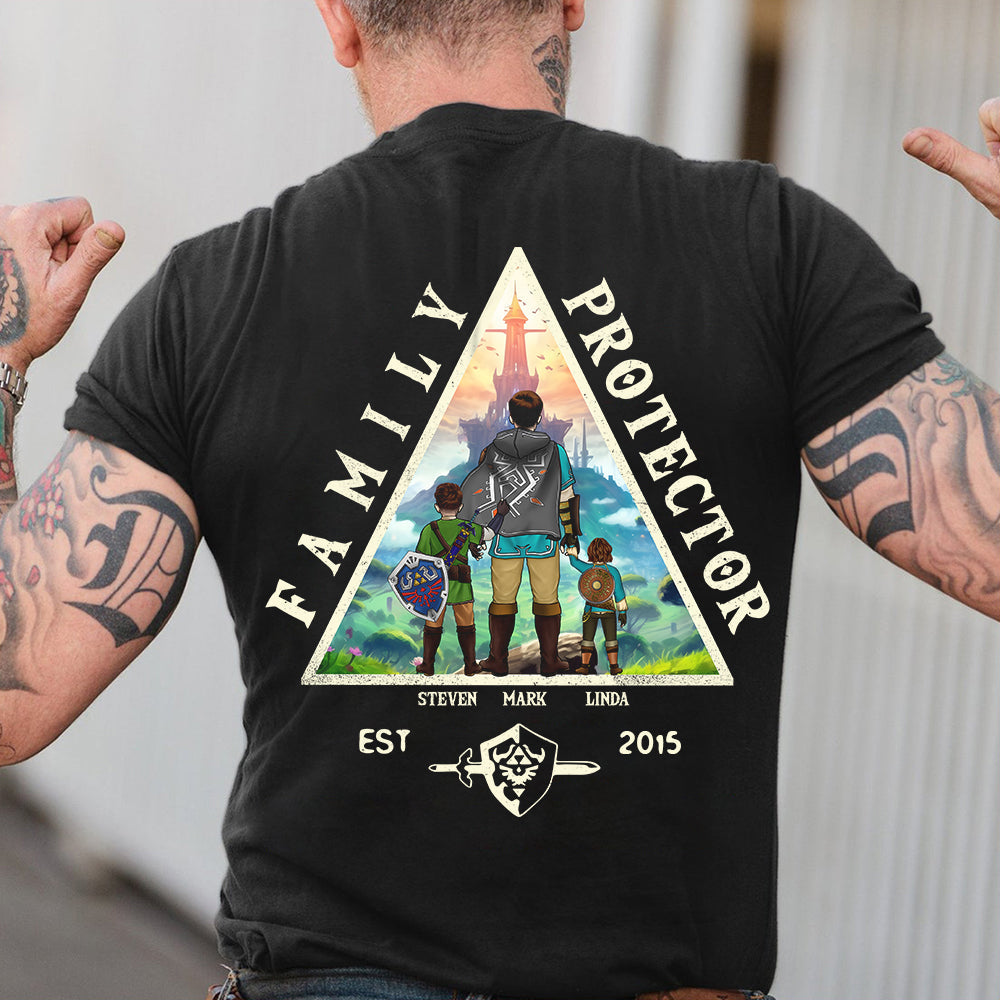 Personalized Zelda Dad Shirt Family Protector Gift for Father's Day Cotton Apparel GradoCreations