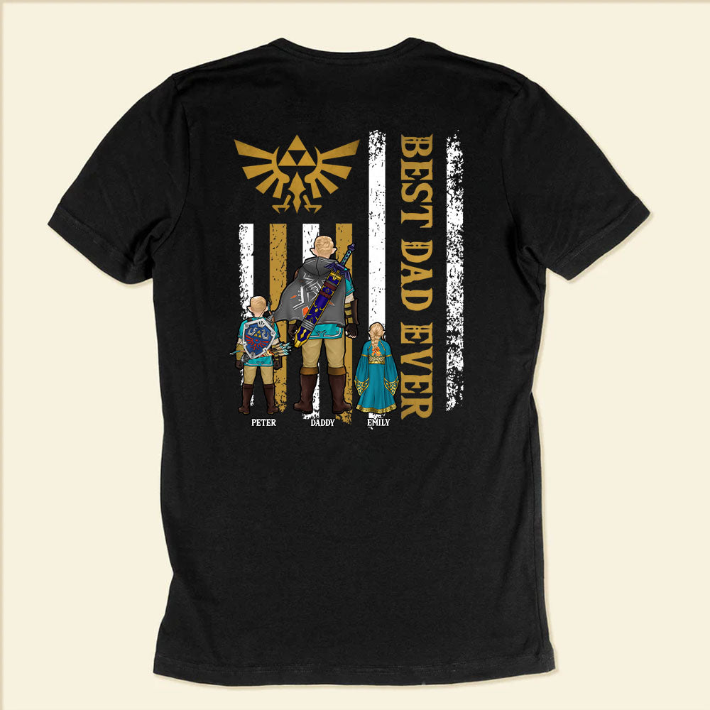 Personalized Best Dad Ever Zelda T-Shirt for Father's Day Gift Cotton Apparel GradoCreations