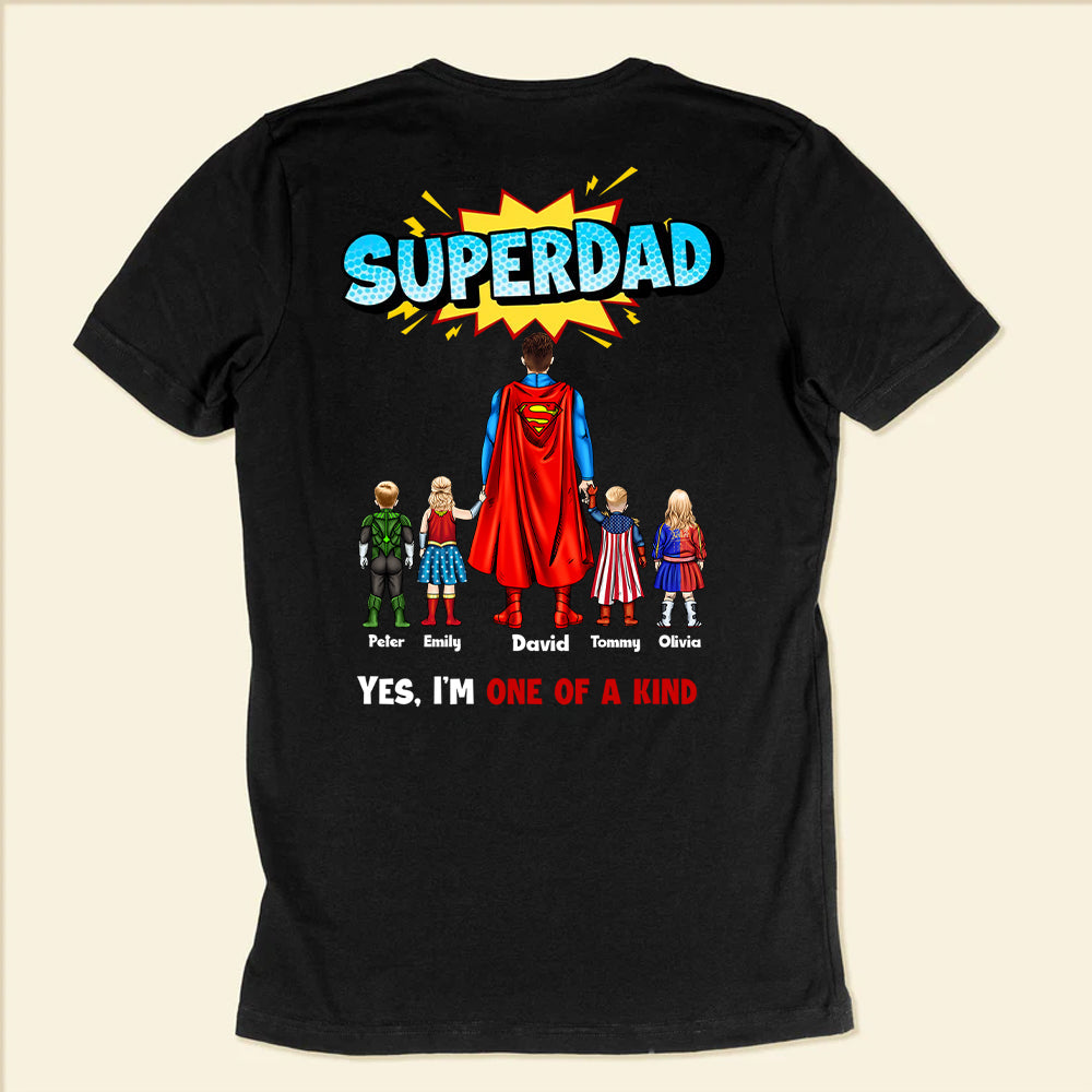 Personalized Superhero Dad T-shirt Custom Name Gift for Father's Day Cotton Apparel GradoCreations
