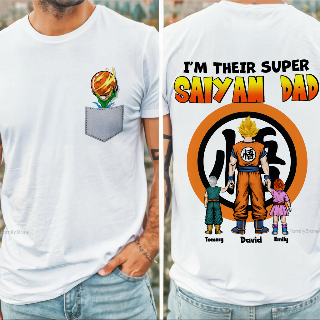 Personalized Super Saiyan Dad Shirt Custom Family Gift for Dad
