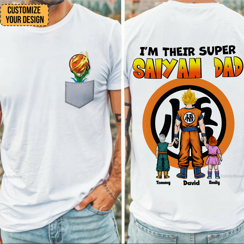 Personalized Super Saiyan Dad Shirt Custom Family Gift for Dad