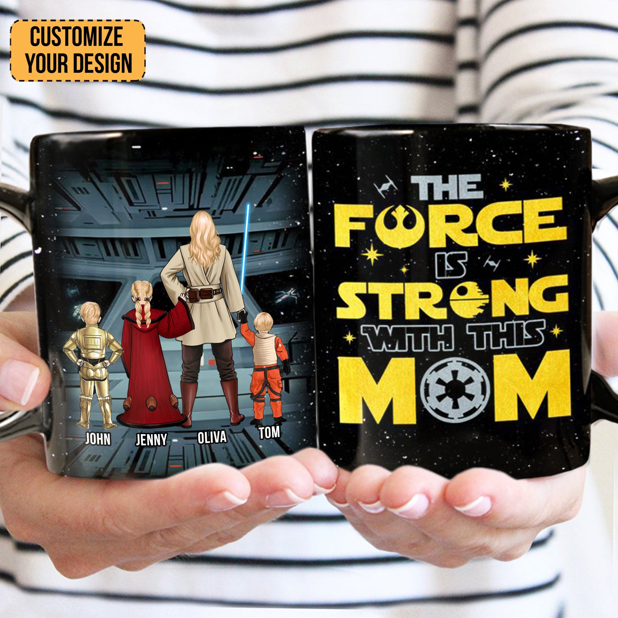 Personalized Black Mug The Force Is Strong With This Mom Gift for Mom