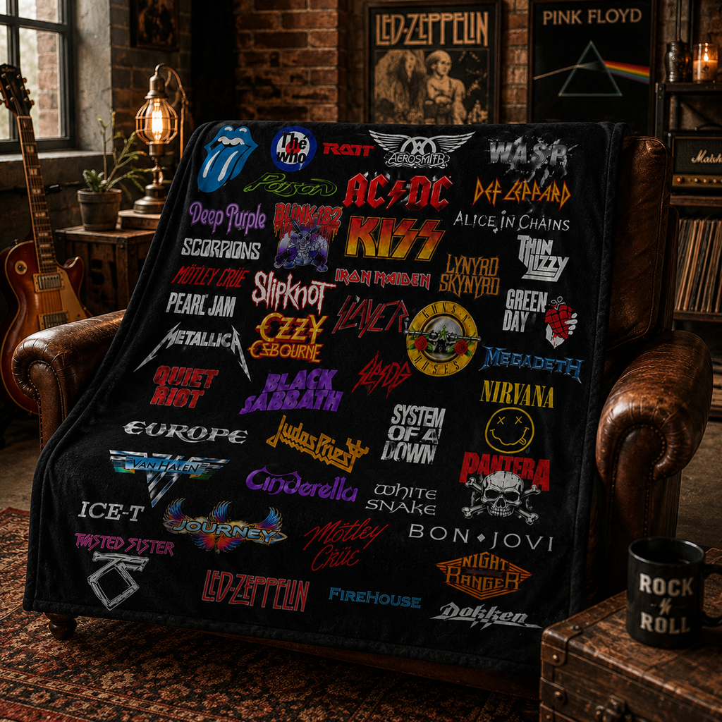 Classic Rock Legends Blanket Soft Flannel Gift for Music Lovers GradoCreations