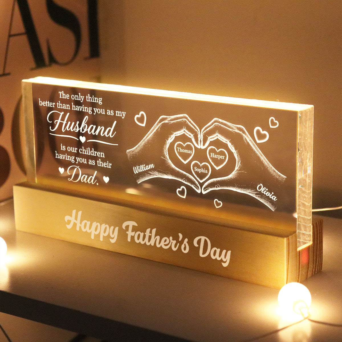 Personalized 3D LED Light Custom Family Name Gift for Dad